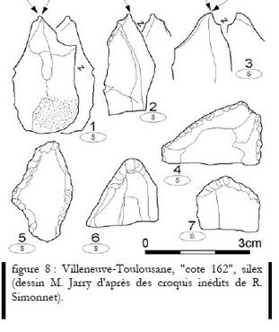 Outils lithiques retrouvés à Villeneuve-Tolosane