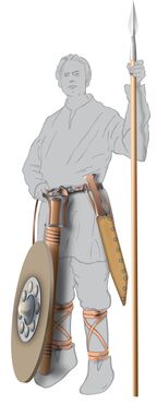 Rekonstruktion der frühmittelalterlichen Bewaffnung eines Mannes