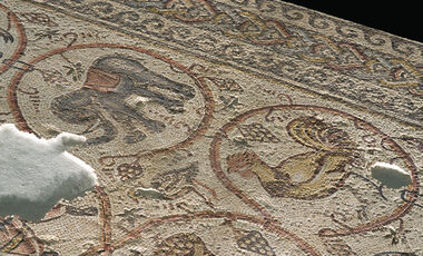 Pavement de mosaïque, déposé de Deir el-Balah